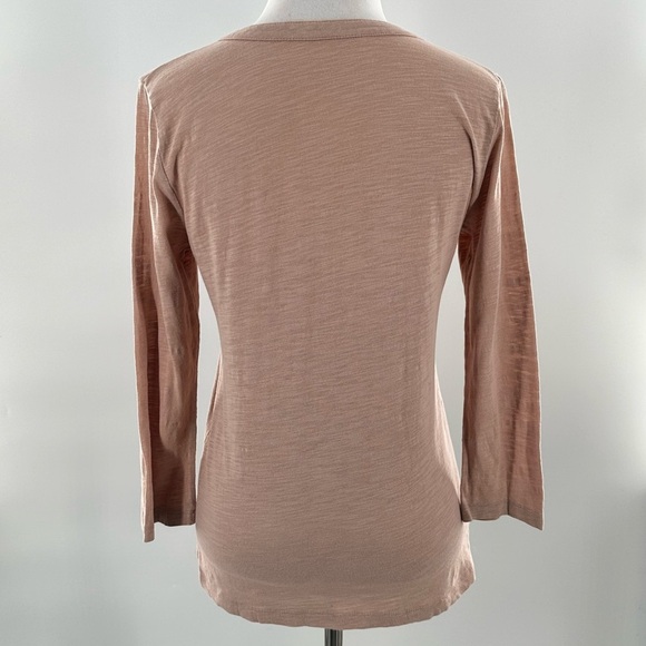 Ann Tylor loft top S pink mauve split v-neck button down ruffle 3/4 sleeve - Picture 5 of 10